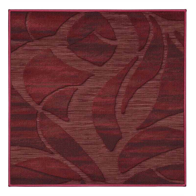Tapis rouge abstrait lavable à la machine, Carré 8 pi