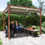 Outsunny 3 x 3(m) Garden Pergola with Retractable Roof Canopy and Wood Grain Aluminium Frame-1095319499