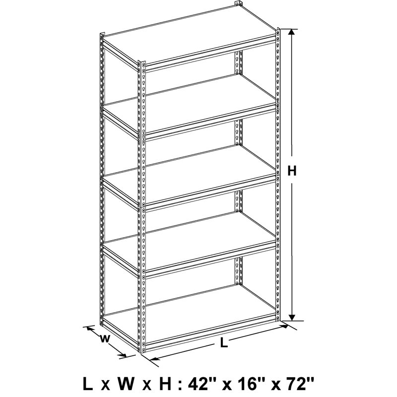 Omere Iron Height -Adjustable Shelving Unit, 72" H x 42" W x 16" D, Blue