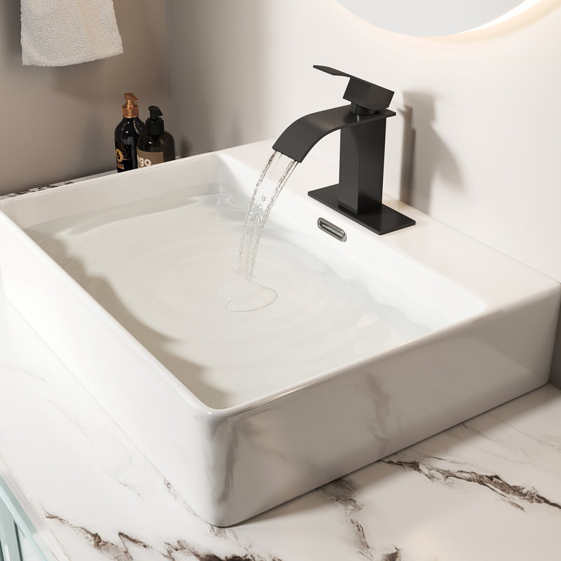 Robinet de salle de bain noir mat 6 "- poignée simple, acier inoxydable 304, monté sur le pont, valve à cartouche, pour une installation facile