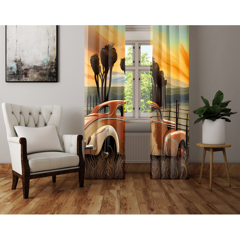 Bensky Semi Sheer Curtain Pair, 20" W x 52" L
