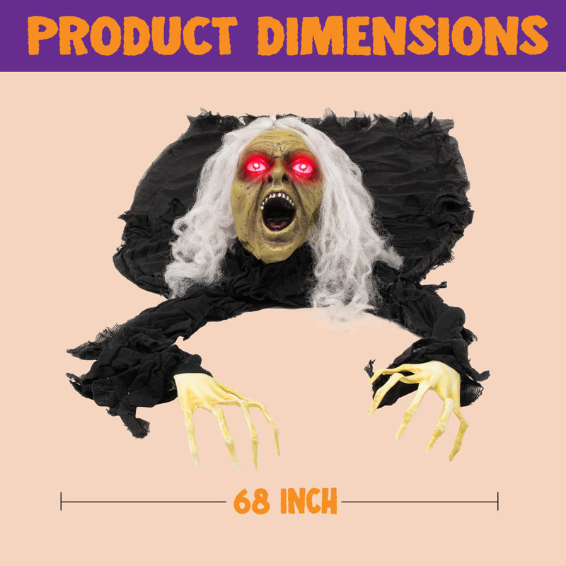 18" Halloween Zombie Decor with Sound & LED Eyes