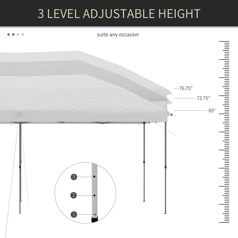 Outsunny 10' x 19' Pop Up Canopy with Easy Up Steel Frame