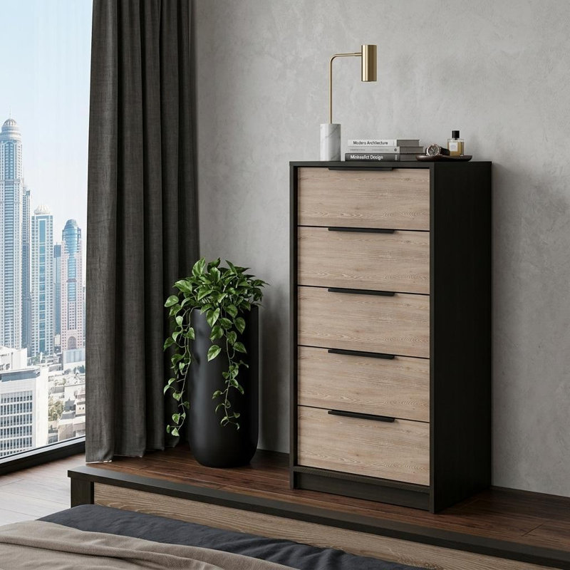 Commode standard à 18 tiroirs 18 po brun et noir