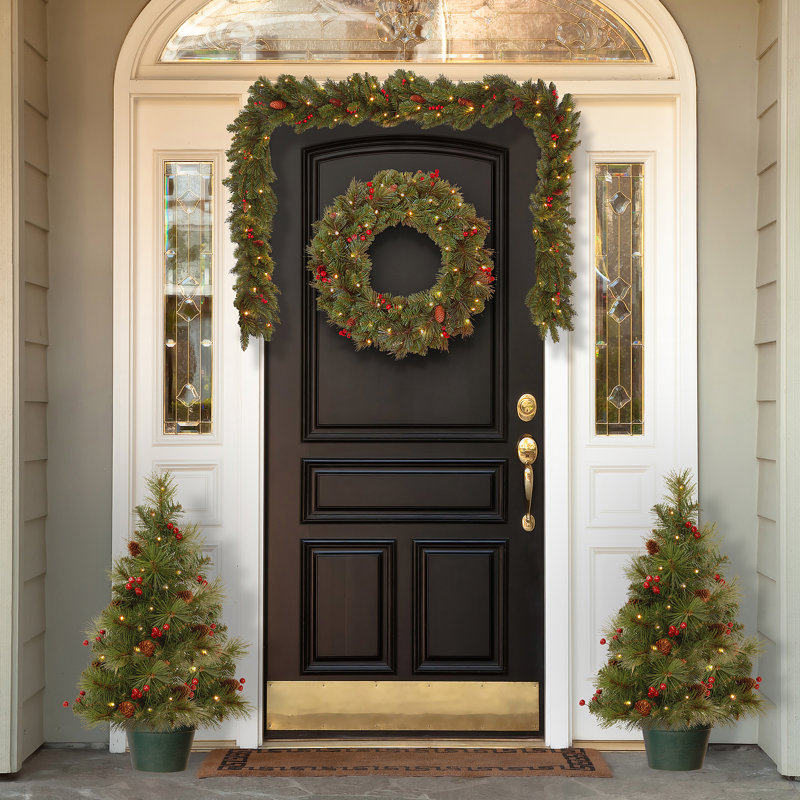 4 Piece Evergreen Assortment with LED Lights