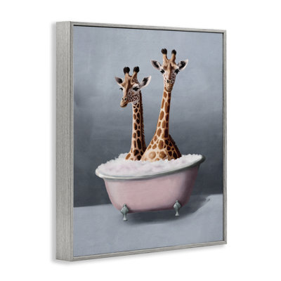  Paire de girafes dans une baignoire, giclée sur toile par Svetlana Aleynikova