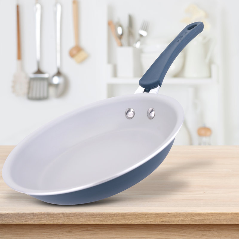 Aluminum Non-Stick Frying Pan, 12", Blue/White