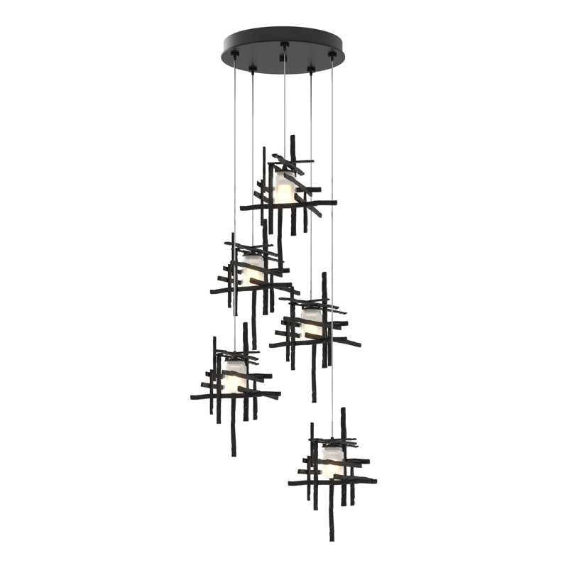 Tura 5 - Light Cluster Pendant, 50" - 130", Seeded Clear, Ink
