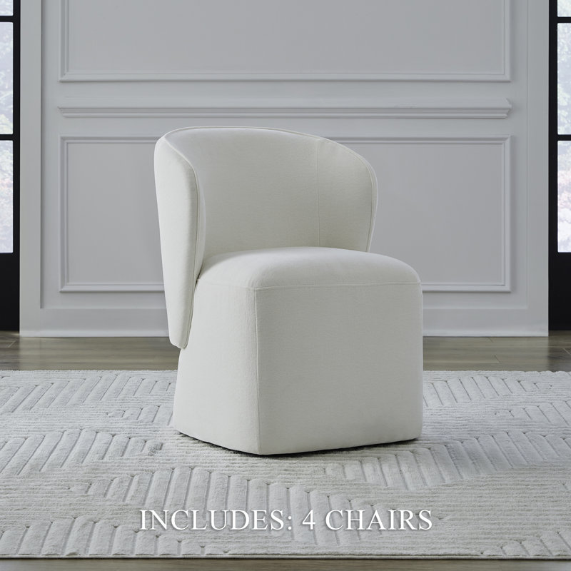 Chaises de salle à manger rembourrées avec roulettes Faouzi, Ivoire ivoire