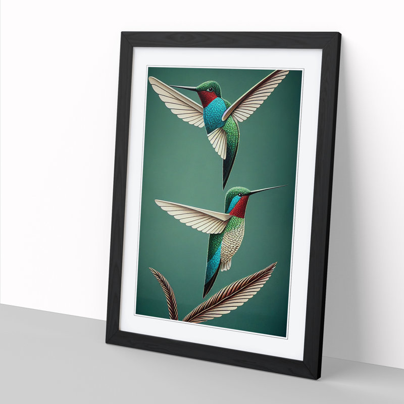 Kestner Hummingbird Traditional Vol.1 - Picture Frame Print, Black, 46cm H x 34cm W x 2cm D