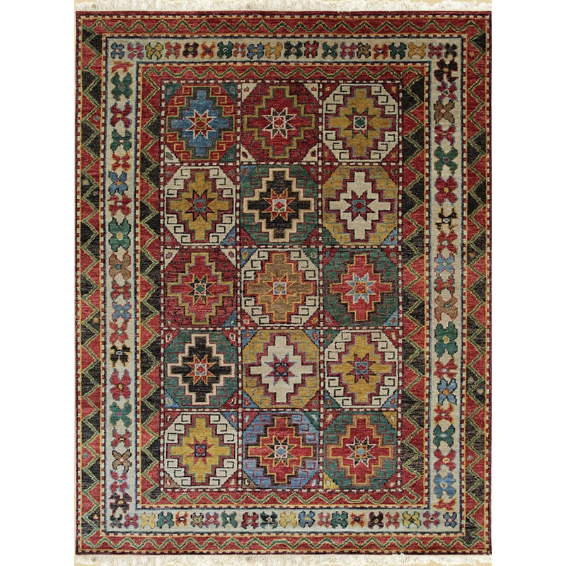 Tapis brun en laine noué à la main Lydia Kazak, Rectangle 8 pi x 10 pi
