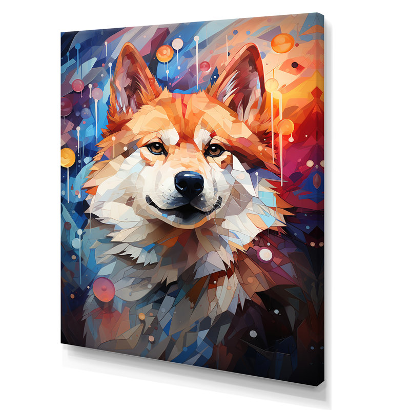 Popart Shiba Inu Spirit II sur impression sur toile, Toile tendue, H 20 po x l 12 po x P 1 po