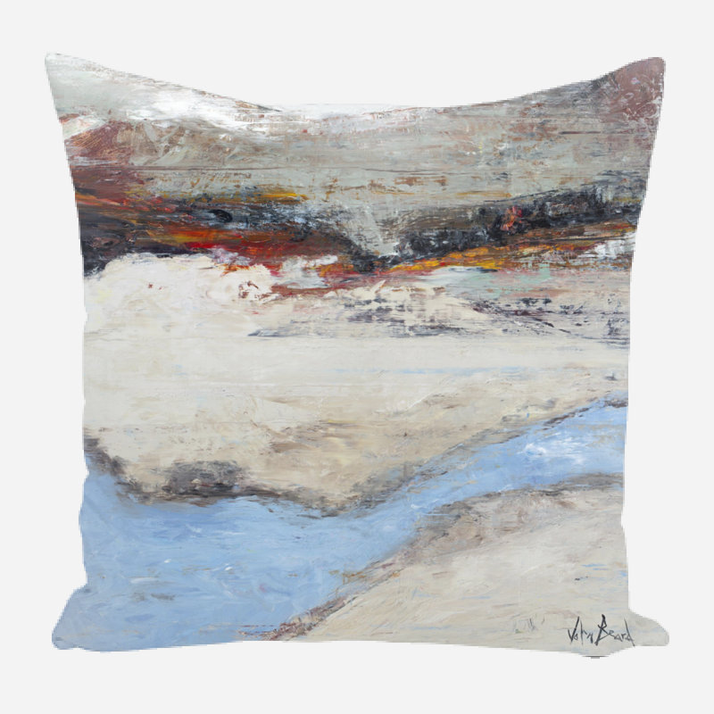 Linen Square Pillow Cover & Insert, 21" x 21", Blue/Beige