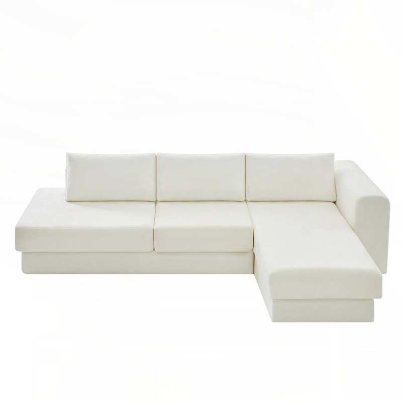 Canapé modulaire en forme de L de 113 po avec coussins double couche, pour un salon confortable et personnalisable, Beige