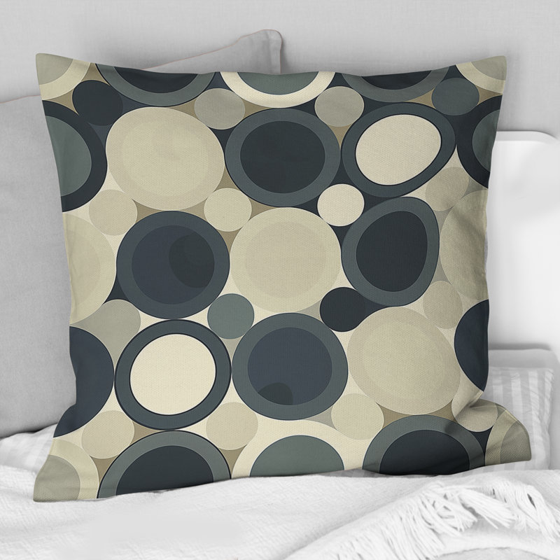 Coussin Mid-Century gris anthracite, H 16 po x l 16 po