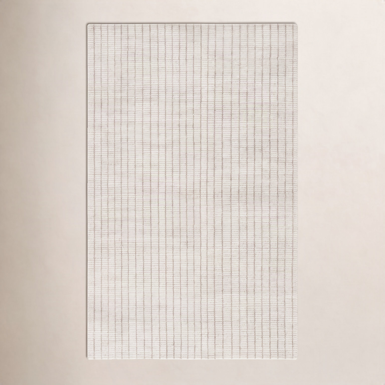 Grady Cream Hand-Knotted Striped Rug, Rectangle 6' x 9'