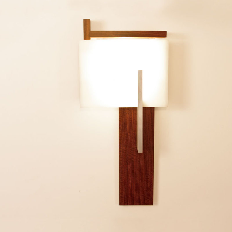 Oris LED Flush Mounted Sconce, Brushed Aluminum/Dark Stained Walnut, Oiled Walnut, 2700K