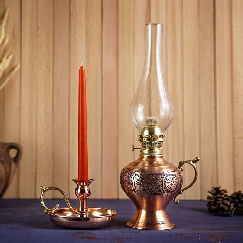 2 Piece Tabletop Candlestick Set, Pure Copper
