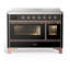 Cuisinière à induction 48 pouces avec 6 éléments à induction en noir brillant (garniture cuivre) Majestic III Series-124828920-124828927