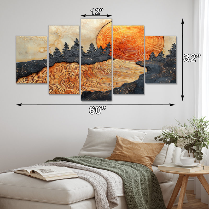 Sandyville - Art mural forêt, art mural traditionnel, toile 5 pièces