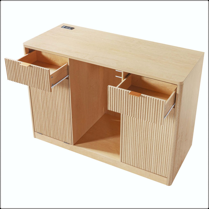 Armoire à café avec mini-réfrigérateur et poubelle inclinable
