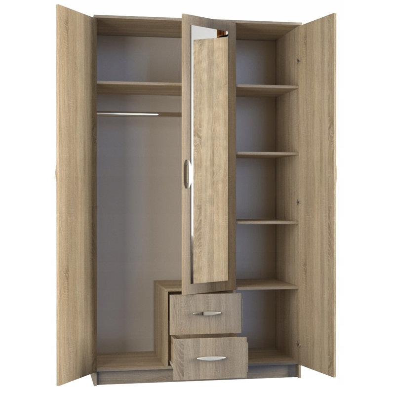 Weyburn 3 Door Manufactured Wood Wardrobe, Sonoma
