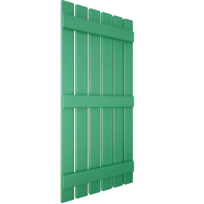 Volets extérieurs Americraft à six panneaux (3 lattes) en bois véritable, espacés de 23 1/2 po L x 73 po H (par paire), motif nénuphars