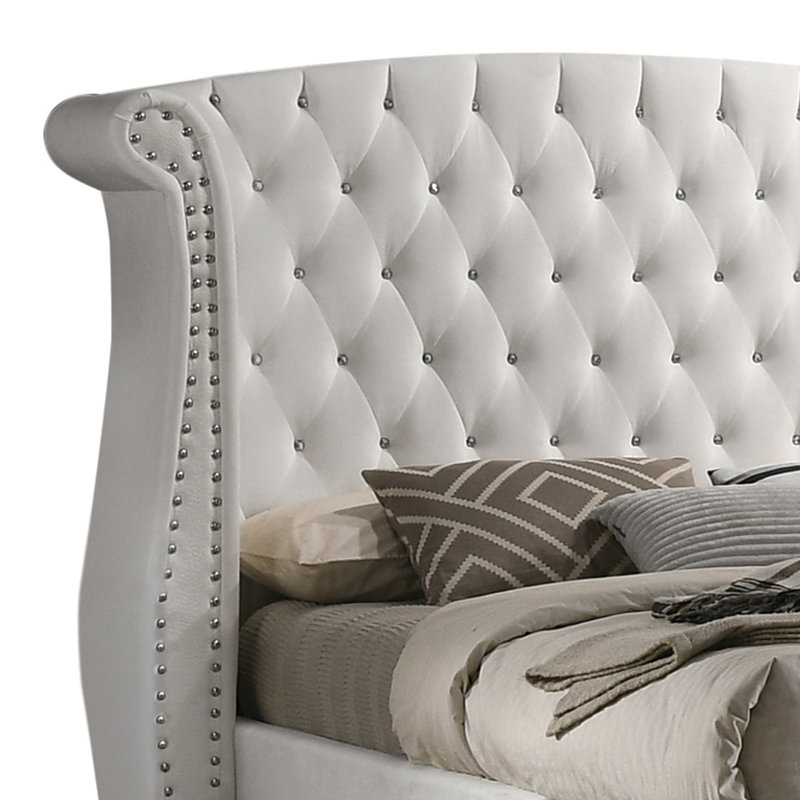Bruntons Tufted Upholstered Wingback Bed in White, California King