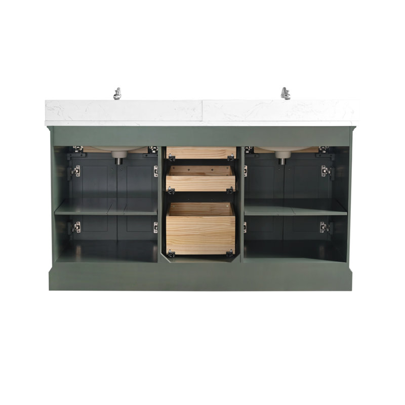 Aanayah 60" Double Bathroom Vanity Set, Vintage Green