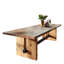 Table de salle à manger rectangulaire en bois massif avec deux piédestaux-875179934