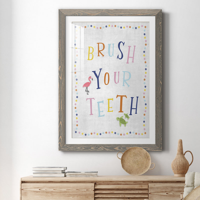 Brossez-vous les dents - Imprimé, H 44 po x l 31 po x P 1 po, Cadre en papier gris