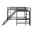 Lit superposé en L avec lit mezzanine, bureau intégré et glissade