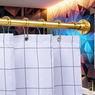 Industrial Shower Curtain Rod - 2-In-1 Design Tension Curtain Rod - Never Rust Non-Slip 43 To 72 Inch Metal Steel, Gold Window Curtain Rod