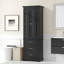 Tall Storage Cabinet With Three Drawers For Bathroom/office, Black-2075990564