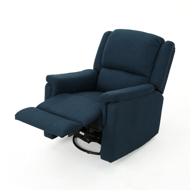 Themba Swivel Recliner, Navy Blue Polyester