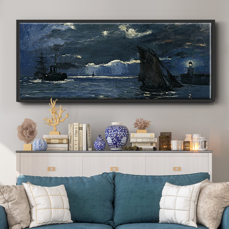Seascape Night Effect- Framed Canvas