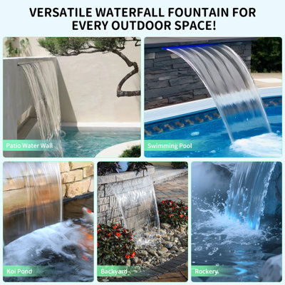 Fontaine à étang en acrylique à DEL avec télécommande pour la piscine, le jardin et l'extérieur