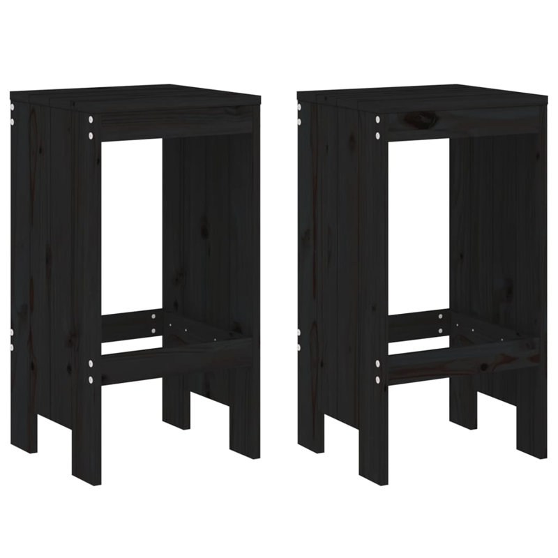 Nedyu Solid Wood Counter Stool, Black, Bar Stool (29.5" Seat Height)