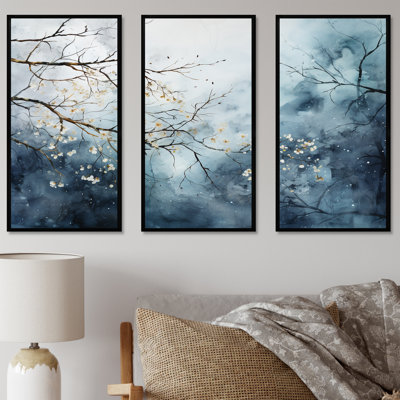 «Winter Tree Minimal Landscape II - Snow», ensemble d'art mural