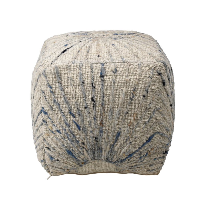 Kathleen Wool Upholstered Ottoman, Ivory