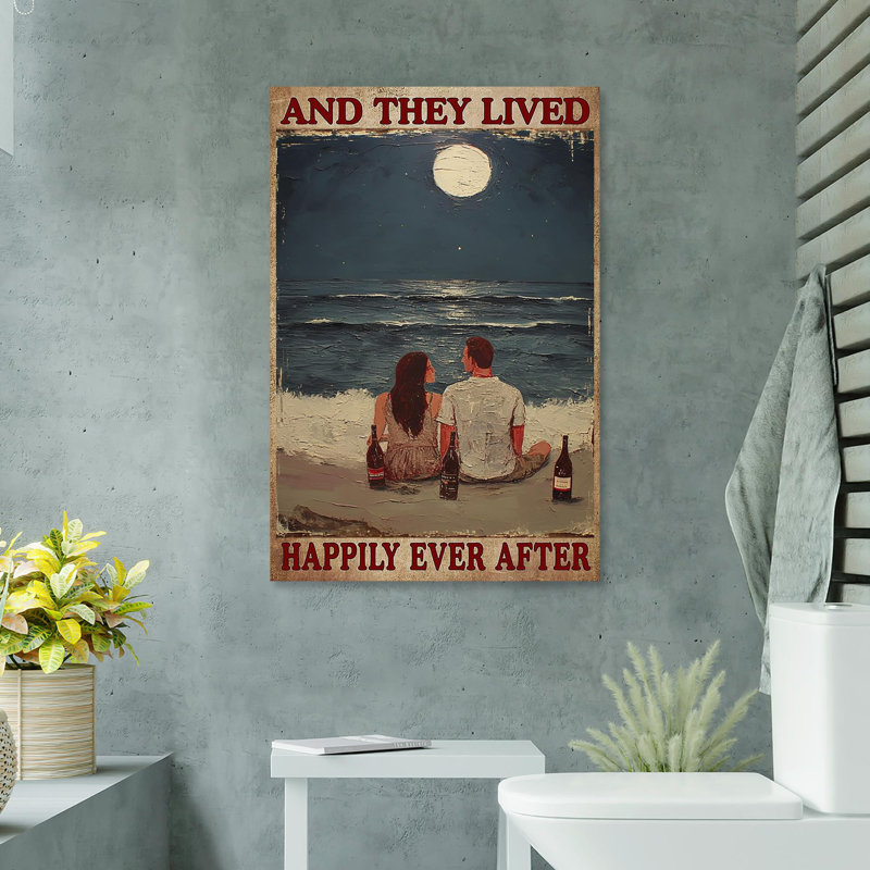 Couple et ils ont survécu heureux après 1 - impression sur toile tendue, L 24 po x H 36 po