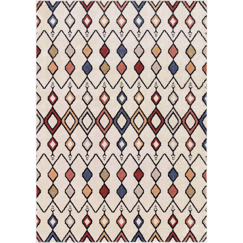 Well Woven Malaga Baikal Bohemian Vintage Tribal Diamond Beige Rug, Rectangle 160cm x 220cm