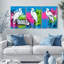 Ensemble de 3 tableaux muraux sur toile tendue, style graffiti héron-1293373418