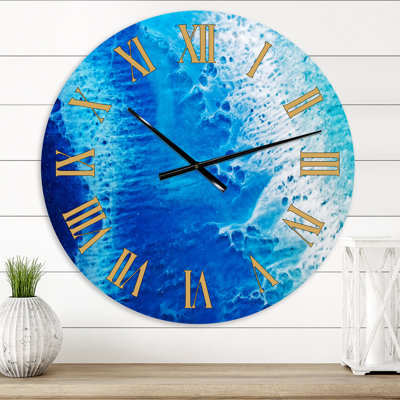Waves Epoxy ResIn Art V - Horloge murale moderne