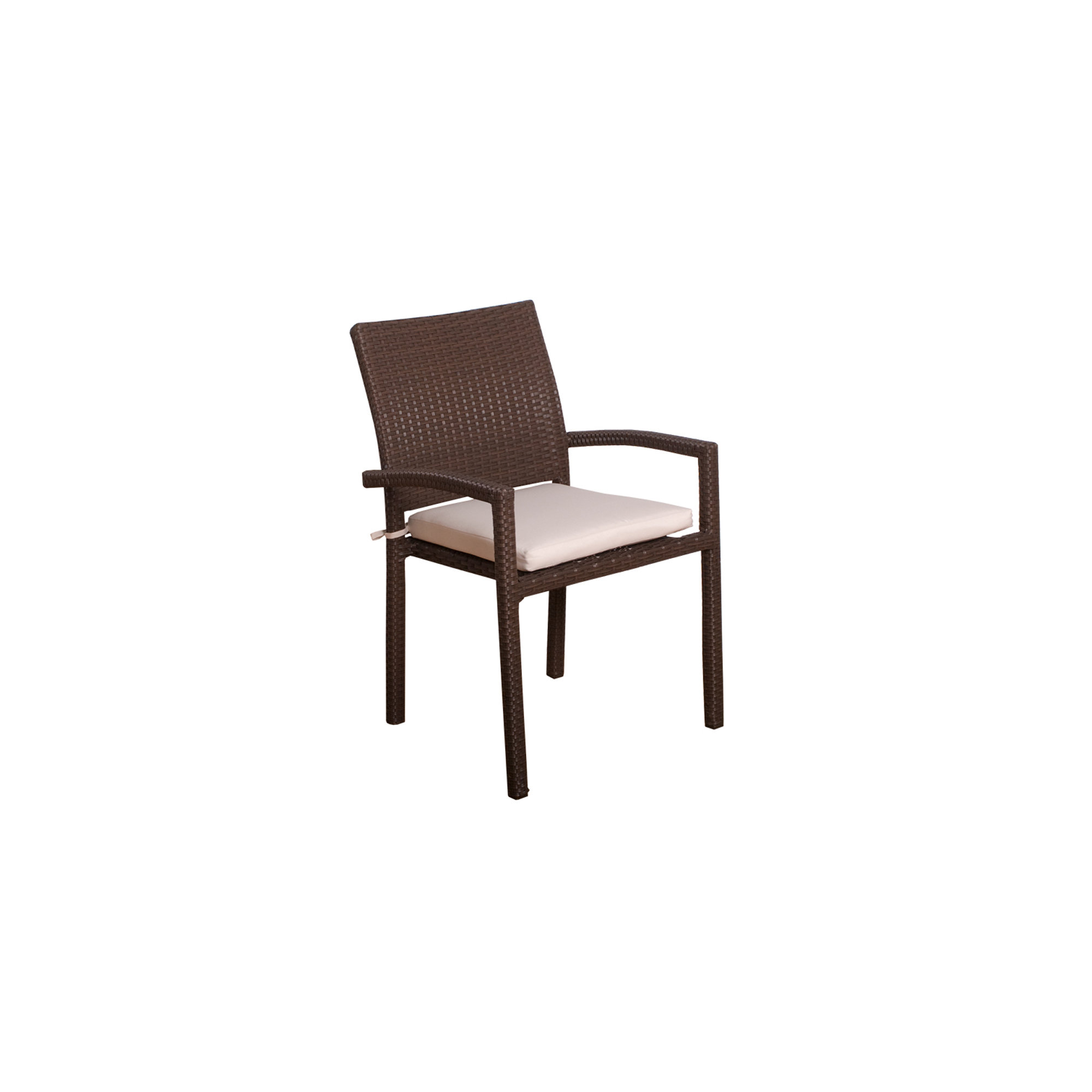 Alyisa Wicker Premium All-Weather Wicker Outdoor Stacking Dining Armchair with Cushion, Brown