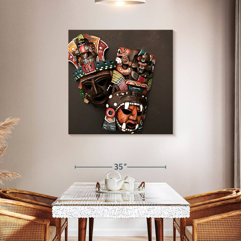 Kerner Mexican Mayan Masks, 39" H x 39" W