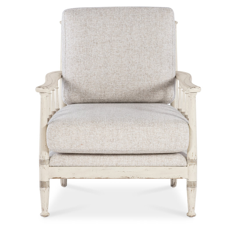 Prairie Beige Upholstered Chair with Spindle Arms