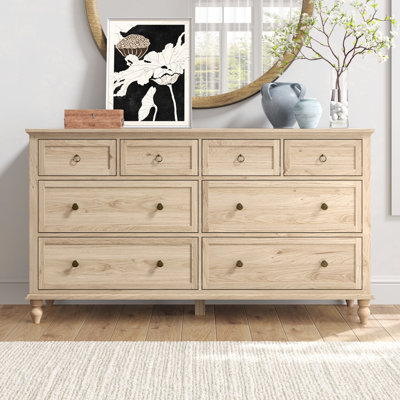 8 Drawer Dresser For Bedroom, 65in Large Long Drawer Dresser with Deep Drawers, Rustic Wood Wide Chest of Drawers with Large Capacity, Storage Dressers for Bedroom, Living Room, Hallway