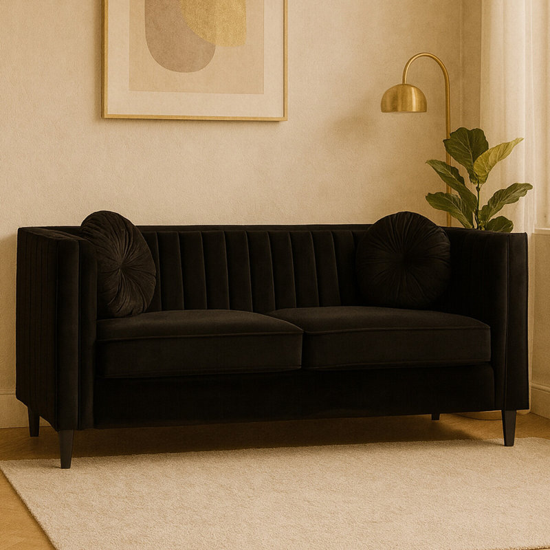 Lia Velvet Sofa, Grey