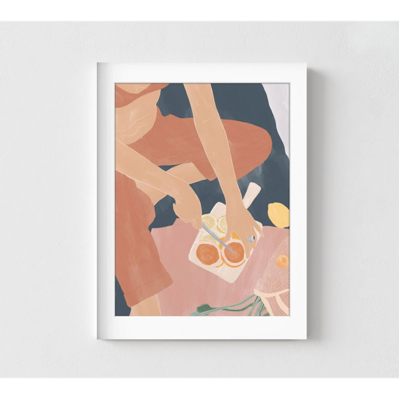 «Cutting Grapefruits» par Sophie Bek, décor de cuisine de fille, impression d'illustration de pamplemousses, art mural de cafétéria, affiche de cuisine de maman